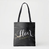 Hair Salon Haarstylist Modern Black Gold Scissors Tote Bag (Voorkant)