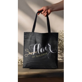 Hair Salon Haarstylist Modern Black Gold Scissors Tote Bag