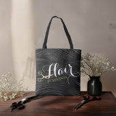 Hair Salon Haarstylist Modern Black Gold Scissors Tote Bag