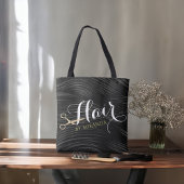 Hair Salon Haarstylist Modern Black Gold Scissors Tote Bag
