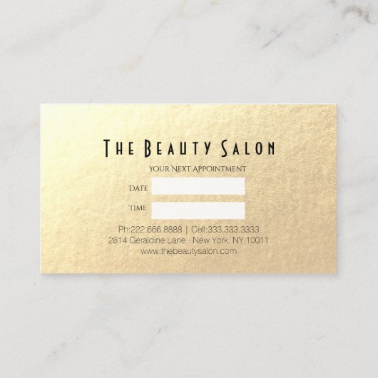 Hair Salon Haarstylist Modern Blue & Gold Scissors Afsprakenkaartje (Achterkant)