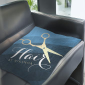 Hair Salon Haarstylist Modern Blue & Gold Scissors Fleece Deken