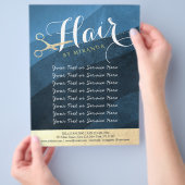 Hair Salon Haarstylist Modern Blue & Gold Scissors Flyer (Hand)