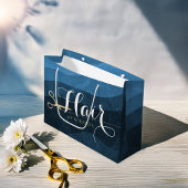 Hair Salon Haarstylist Modern Blue & Gold Scissors Groot Cadeauzakje