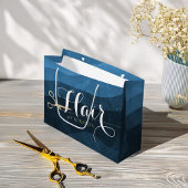 Hair Salon Haarstylist Modern Blue & Gold Scissors Groot Cadeauzakje