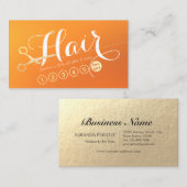 Hair Salon Haarstylist Modern Oranje Gold Scissors Klantenkaartje (Voorkant / Achterkant)