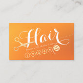 Hair Salon Haarstylist Modern Oranje Gold Scissors Klantenkaartje (Voorkant)