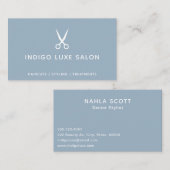 Hair Salon Haarstylist Modern Scissors Dusty Blue Visitekaartje (Voorkant / Achterkant)