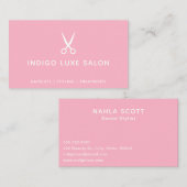 Hair Salon Haarstylist Modern Scissors Roze Visitekaartje (Voorkant / Achterkant)