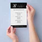 Hair Salon Haarstylist Simple Black White Monogram Flyer (Hand)
