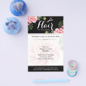 Hair Salon Hair Cut Black White Floral Flyer (Enkel)