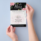 Hair Salon Hair Cut Black White Floral Flyer (Hand)
