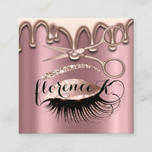 Hair Salon Hairdresser Brows Eyelash Drip Scissors Vierkante Visitekaartje