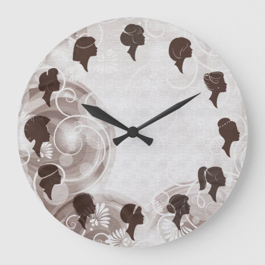 Hair Salon Hairdresser Elegant Brown Clock Grote Klok (Voorkant)