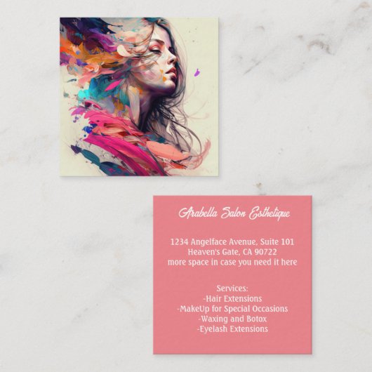 Hair Salon Hairdresser Esthetician Beauty Vierkante Visitekaartje (Voorkant / Achterkant)