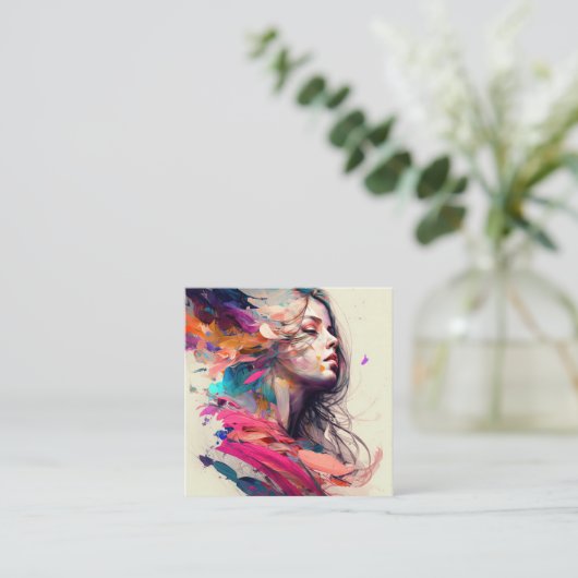 Hair Salon Hairdresser Esthetician Beauty Vierkante Visitekaartje (Staand voorkant)