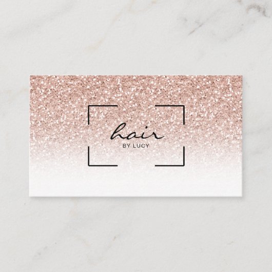 Hair Salon Hairdresser Pink Peach Gold Glitter Visitekaartje (Voorkant)