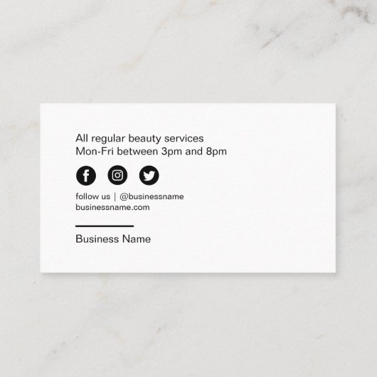 Hair Salon Hairdresser Roos Gold Glitter Visitekaartje (Achterkant)