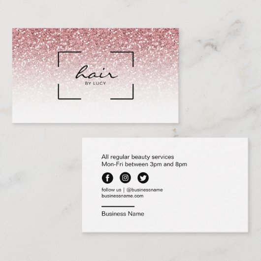 Hair Salon Hairdresser Roos Gold Glitter Visitekaartje (Voorkant / Achterkant)