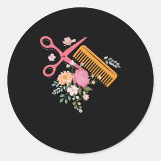 Hair Salon Hairdresser Scissors Hair Stylist Barbe Ronde Sticker
