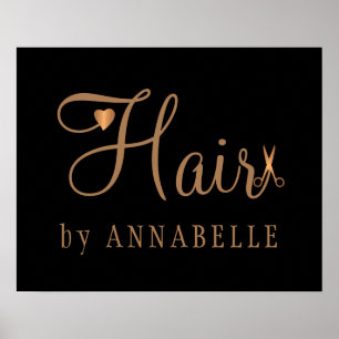 Hair salon hairstylist naam koper goud glitter poster