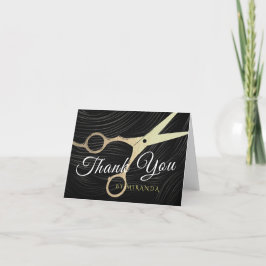 Hair Salon Hairstylist Thank You Gold Scissors Bedankkaart