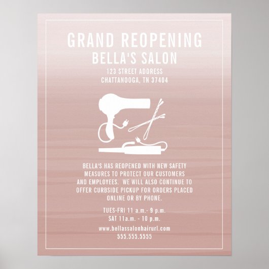 Hair Salon heropend Covid Safety Blush Ombre Poster (Voorkant)