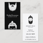Hair Salon Hipster Man Beard Black Barber Visitekaartje (Voorkant / Achterkant)