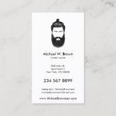 Hair Salon Hipster Man Beard Black Barber Visitekaartje (Achterkant)