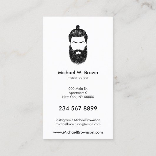 Hair Salon Hipster Man Beard Black Barber Visitekaartje (Achterkant)