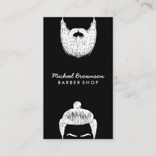 Hair Salon Hipster Man Beard Black Barber Visitekaartje