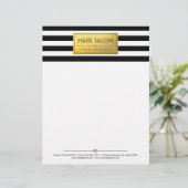 HAIR SALON - Kassy Gold Label Black witte strepjes Persoonlijk Briefhoofd (Staand voorkant)