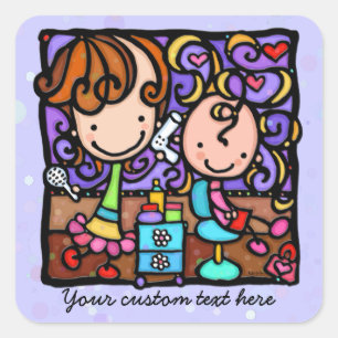 Hair Salon kinderen's kinder haarsnippen Vierkante Sticker