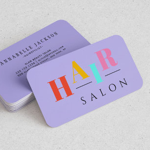 Hair salon kleurrijke typografie moderne haarkappe visitekaartje