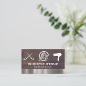 Hair Salon Logo | Hulpmiddelen | Houtmetaal Visitekaartje (Staand voorkant)