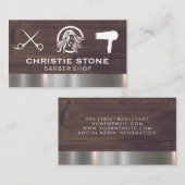 Hair Salon Logo | Hulpmiddelen | Houtmetaal Visitekaartje (Voorkant / Achterkant)