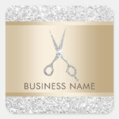 Hair Salon Luxury Silver Glitter Haarstylist Vierkante Sticker (Voorkant)