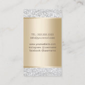 Hair Salon Luxury Silver Glitter Haarstylist Visitekaartje (Achterkant)