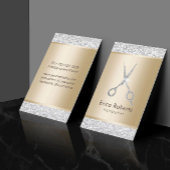 Hair Salon Luxury Silver Glitter Haarstylist Visitekaartje