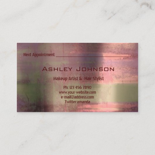 Hair Salon Makeup Artist Benoeming Roze Rose Visitekaartje (Achterkant)