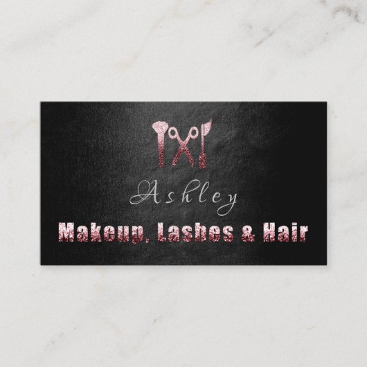 Hair Salon Makeup Lash Appointcard Logo Black Visitekaartje (Voorkant)