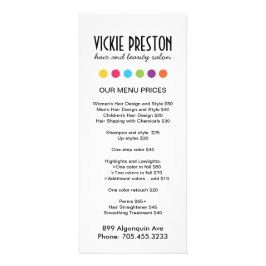 Hair Salon Menu Rack Kaarten