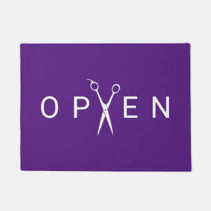 Hair Salon Minimalist Scissor Open Paars Welkom Deurmat