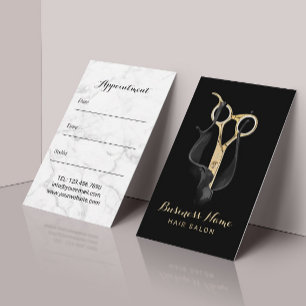 Hair Salon Modern Black & Gold Hair Benoeming Afsprakenkaartje
