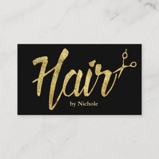 Hair Salon Modern Gold Typogray Benoeming Afsprakenkaartje (Voorkant)