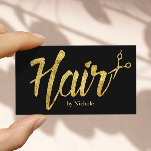 Hair Salon Modern Gold Typogray Benoeming Afsprakenkaartje