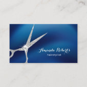 Hair Salon Modern Navy Blue & Silver Appointment Afsprakenkaartje (Voorkant)