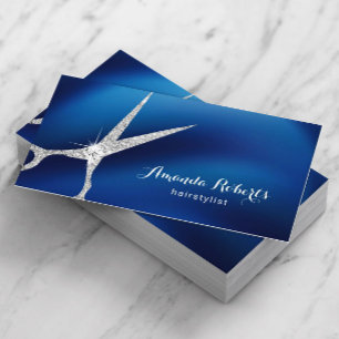 Hair Salon Modern Navy Blue & Silver Appointment Afsprakenkaartje