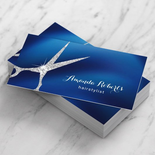 Hair Salon Modern Navy Blue & Silver Appointment Afsprakenkaartje