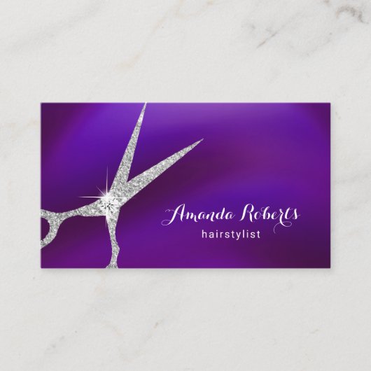 Hair Salon Modern Paars & Silver Appointment Afsprakenkaartje (Voorkant)